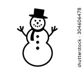 Happy winter snowman with hat and scarf line art vector icon for apps and websites