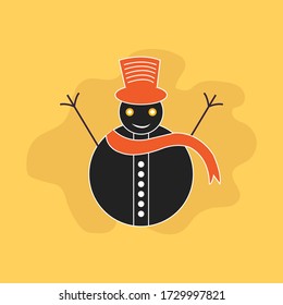 Happy winter snowman with hat and scarf art vector icon
