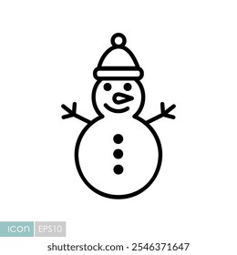 Boneco de neve feliz inverno com o ícone do vetor. Sinal de inverno. Símbolo de gráfico para site de eventos e feriados e design de aplicativos, logotipo, aplicativo, IU