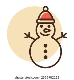Happy winter snowman with hat vector icon. Winter sign. Graph symbol for event and holiday web site and apps design, logo, app, UI