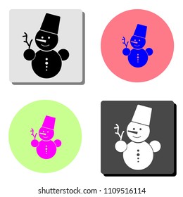 Happy winter snowman. simple flat vector icon illustration on four different color backgrounds
