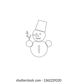 Happy winter snowman. simple flat vector icon illustration. outline line symbol - editable stroke
