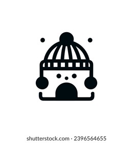 Happy winter snowman. Vector icon for apps and websites