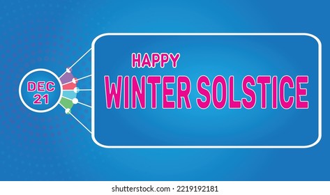 Happy Winter Solstice, December 21. Calendar of December Retro Text Effect, Vector design