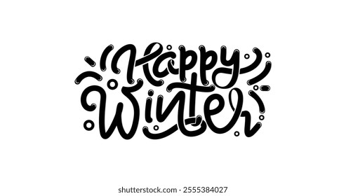 Happy Winter Text - Beautiful Handwritten Calligraphy Vector Design, Perfect for Holiday Cards, Seasonal Decor, Social Media Posts, and Creative Projects That Celebrate the Winter Season