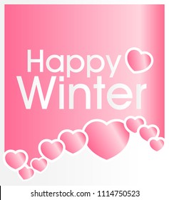 happy winter, vector with background cream love theme for greeting card or poster
