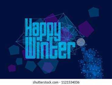 happy winter, vector beautiful greeting card or label with technology theme.