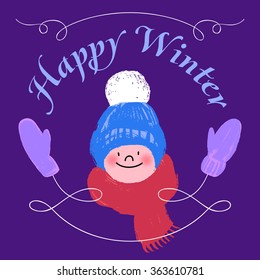 Happy winter. Vector illustration