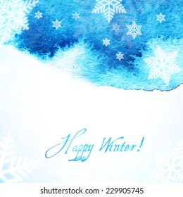 Happy winter watercolor background. Christmas background. Vector illustration
