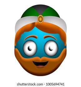Happy wise man emoji on a white background, Vector illustration