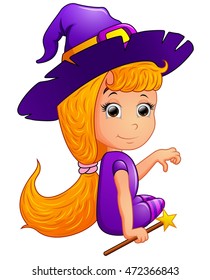 Happy witch Cartoon sitting