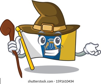 Happy Witch flag canary island Scroll cartoon character design