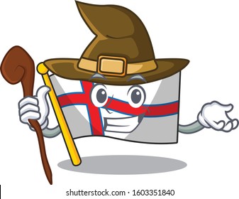Happy Witch flag faroe island Scroll cartoon character design