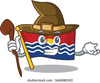 Happy Witch flag kiribati Scroll cartoon character design