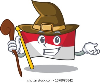 Happy Witch flag monaco Scroll cartoon character design