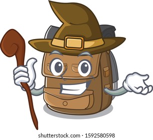 Happy Witch hiking backpack Scroll cartoon character design