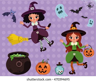 Happy Witches (Vector illustration)