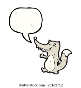 happy wolf with speech bubble cartoon