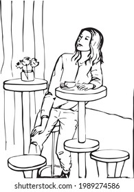happy woman in a café
