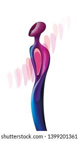 happy woman abstract shape on the white background, colors and shape of emotions concept,  vector