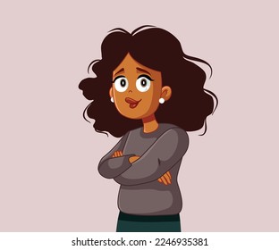 
Happy Woman of African Ethnicity Vector Cartoon Illustration. Confident millennial girl proud of her cultural heritage 
