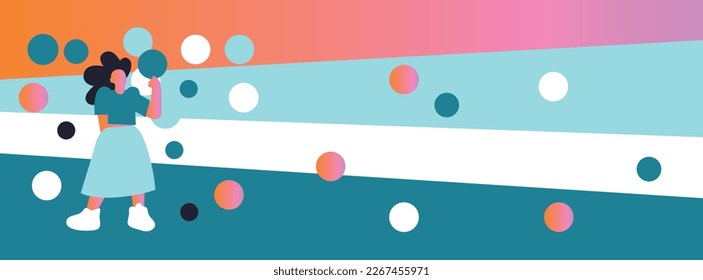 Happy woman background. Creative illustration for poster, web, landing, page, cover, ad, greeting, card, promotion. Eps 10 vector.
