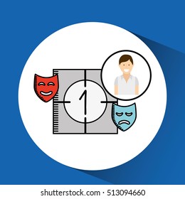happy woman cartoon cinema online vector illustraion eps 10