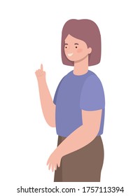 happy woman cartoon design, Girl female person people human and social media theme Vector illustration