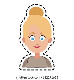 happy woman cartoon icon image 