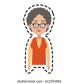 happy woman cartoon icon image 