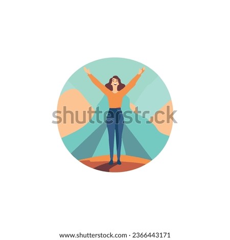  happy woman celebrating with arms up