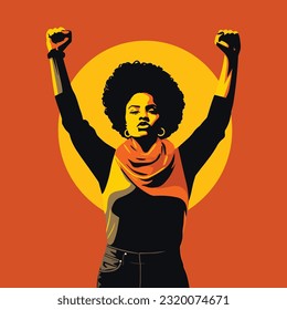 happy woman celebrating , youth day flat illustration, revolution, people emotions, 12 aug