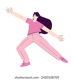 Happy Woman Character Rejoicing and Cheering Vector Illustration