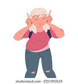 Happy Woman Character Show Gesture and Smiling Vector Illustration