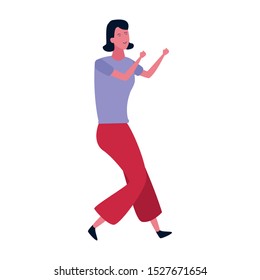 happy woman dancing icon over white background, colorful design. vector illustration