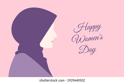 Happy Woman Day Celebration Hijab Girl Banner