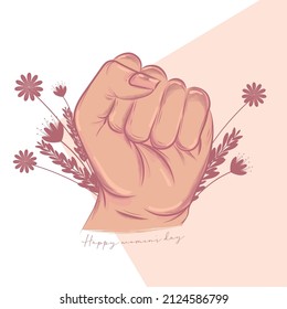 Happy woman day poster closed hand gesture Vector