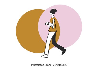 Happy Woman, Dog Walker Carrying Small Dog, Modern Flat Illustration 