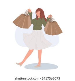 Happy Woman enjoy Shopping .Urban Lifestyle