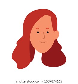 happy woman face icon over white background, vector illustration