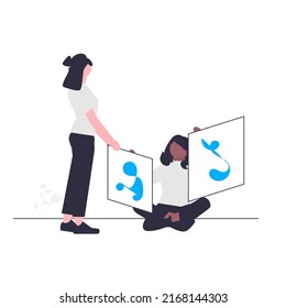 Happy woman flat design illustration