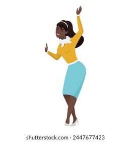 Mujer feliz en ropa formal y tacones altos bailando diversión para celebrar el éxito Ilustración vectorial