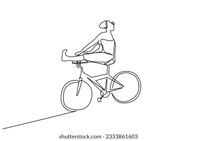 happy woman free freedom serenity riding a bike feet leg in air lifestyle line art