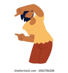 happy woman gesture hands isolated