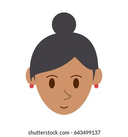 happy woman with hair in high bun icon image 