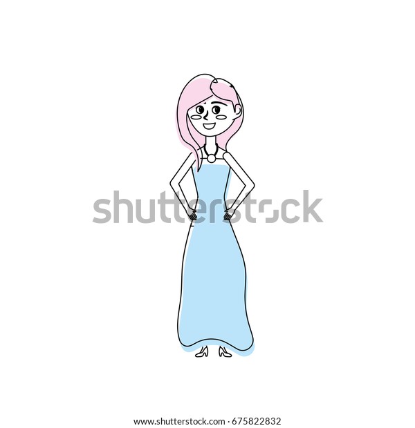 Happy Woman Hairstyle Elegant Gown Stock Vector Royalty