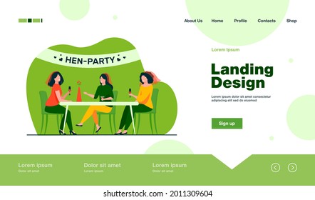Happy woman having fun at hen party. Bride, friend, cocktail flat vector illustration. Marriage and celebration concept for banner, website design or landing web page