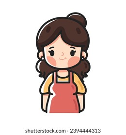 Happy woman housewife character cartoon vector