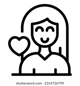 Happy woman icon outline vector. Mind health. Mental calm