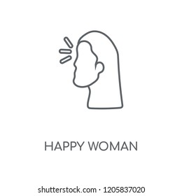 Happy Woman linear icon. Happy Woman concept stroke symbol design. Thin graphic elements vector illustration, outline pattern on a white background, eps 10.